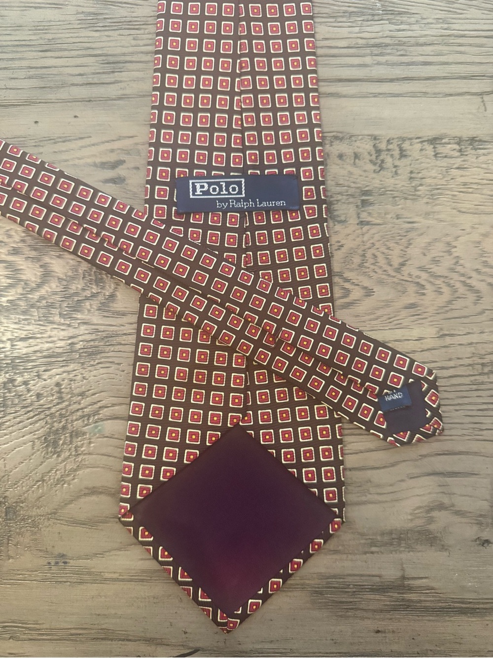 Polo by Ralph Lauren Black and Red Geometric Silk Tie